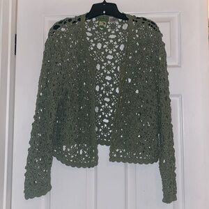 April Cornell Olive Crochet Top